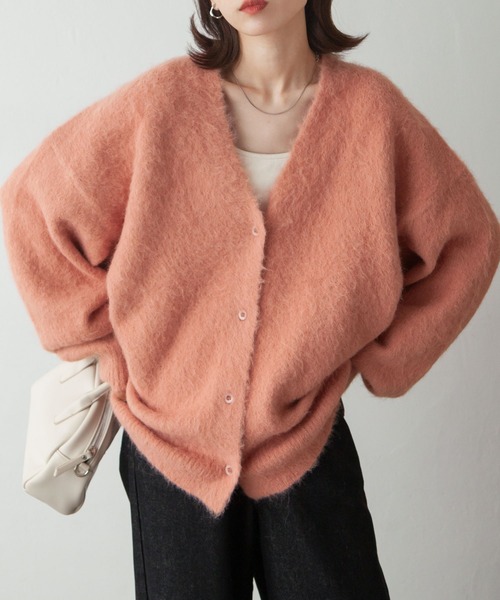 Chillfar（チルファー）の「ウールメランジニットボリュームカーディガン（カーディガン/ボレロ・レディース・アイボリー/ブルー/ピンク/オレンジ/ライトグリーン/グレー・FREE）」の5枚目の写真