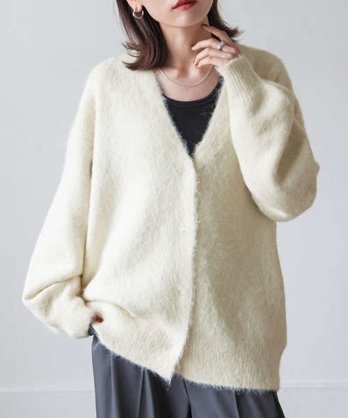 Chillfar（チルファー）の「ウールメランジニットボリュームカーディガン（カーディガン/ボレロ・レディース・アイボリー/ブルー/ピンク/オレンジ/ライトグリーン/グレー・FREE）」の10枚目の写真