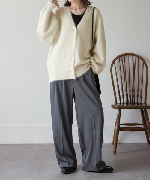 Chillfar（チルファー）の「ウールメランジニットボリュームカーディガン（カーディガン/ボレロ・レディース・アイボリー/ブルー/ピンク/オレンジ/ライトグリーン/グレー・FREE）」の12枚目の写真