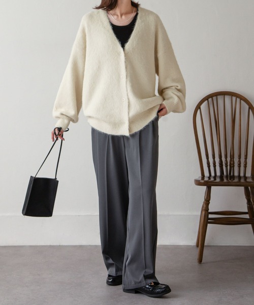 Chillfar（チルファー）の「ウールメランジニットボリュームカーディガン（カーディガン/ボレロ・レディース・アイボリー/ブルー/ピンク/オレンジ/ライトグリーン/グレー・FREE）」の13枚目の写真