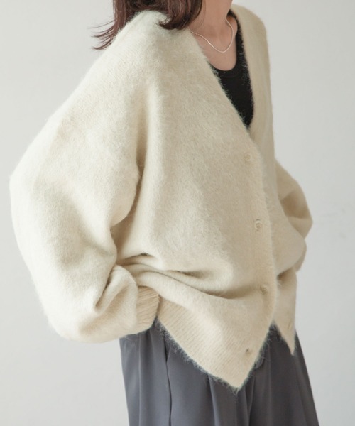 Chillfar（チルファー）の「ウールメランジニットボリュームカーディガン（カーディガン/ボレロ・レディース・アイボリー/ブルー/ピンク/オレンジ/ライトグリーン/グレー・FREE）」の8枚目の写真