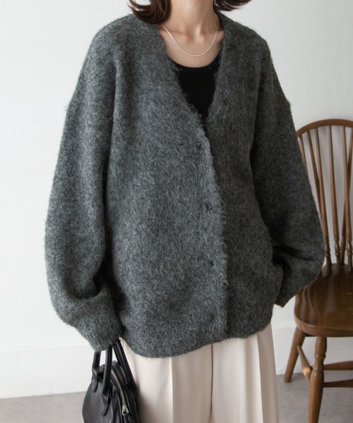 Chillfar（チルファー）の「ウールメランジニットボリュームカーディガン（カーディガン/ボレロ・レディース・アイボリー/ブルー/ピンク/オレンジ/ライトグリーン/グレー・FREE）」の20枚目の写真