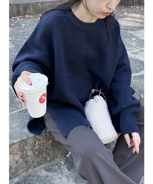 reca（レカ）の「【ZOZOTOWN限定】ボリューム袖ニットプルオーバー（ニット/セーター・レディース・ネイビー/イエロー/オートミール/ブルーグリーン/チャコールグレー/ライトブルー/グレイッシュベージュ/オレンジ・FREE）」の5枚目の写真