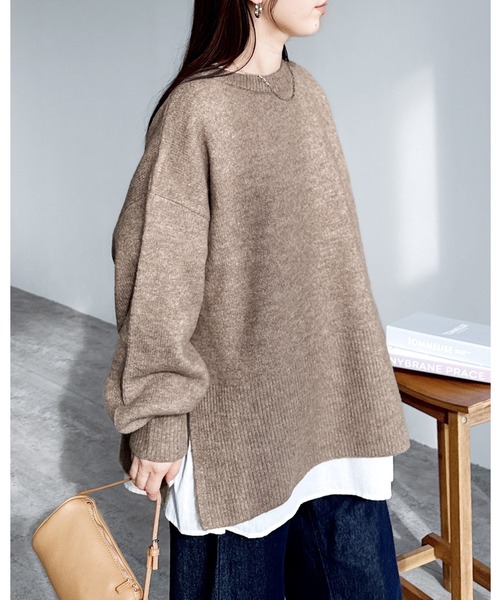 reca（レカ）の「【ZOZOTOWN限定】ボリューム袖ニットプルオーバー（ニット/セーター・レディース・ネイビー/イエロー/オートミール/ブルーグリーン/チャコールグレー/ライトブルー/グレイッシュベージュ/オレンジ・FREE）」の3枚目の写真