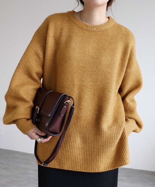 reca（レカ）の「【ZOZOTOWN限定】ボリューム袖ニットプルオーバー（ニット/セーター・レディース・ネイビー/イエロー/オートミール/ブルーグリーン/チャコールグレー/ライトブルー/グレイッシュベージュ/オレンジ・FREE）」の7枚目の写真