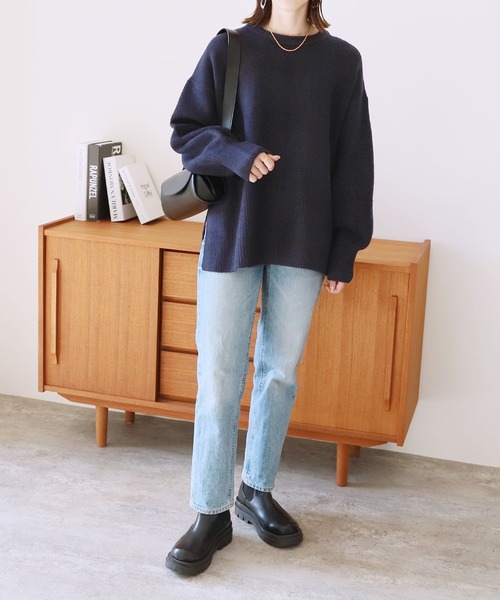 reca（レカ）の「【ZOZOTOWN限定】ボリューム袖ニットプルオーバー（ニット/セーター・レディース・ネイビー/イエロー/オートミール/ブルーグリーン/チャコールグレー/ライトブルー/グレイッシュベージュ/オレンジ・FREE）」の12枚目の写真