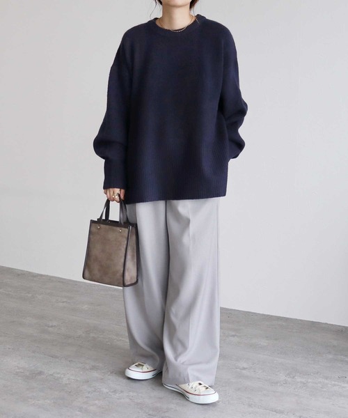 reca（レカ）の「【ZOZOTOWN限定】ボリューム袖ニットプルオーバー（ニット/セーター・レディース・ネイビー/イエロー/オートミール/ブルーグリーン/チャコールグレー/ライトブルー/グレイッシュベージュ/オレンジ・FREE）」の13枚目の写真