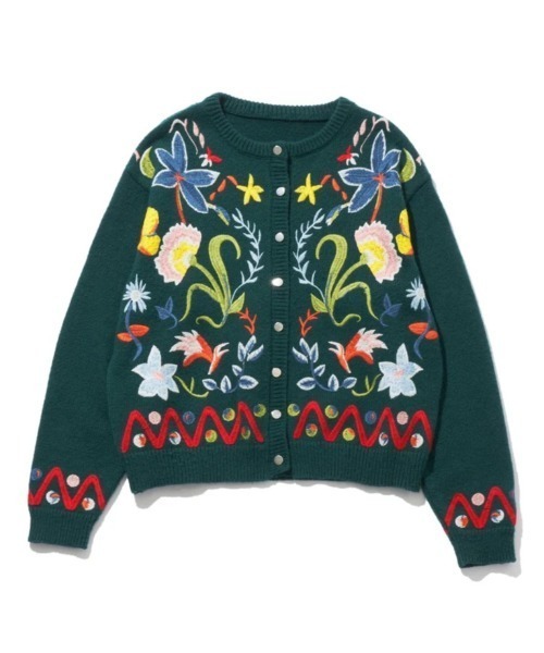 OPULENCE（オーピュレンス）の「エンブロイダリーフラワーニットカーディガン（カーディガン/ボレロ・メンズ・グリーン・FREE）」の6枚目の写真