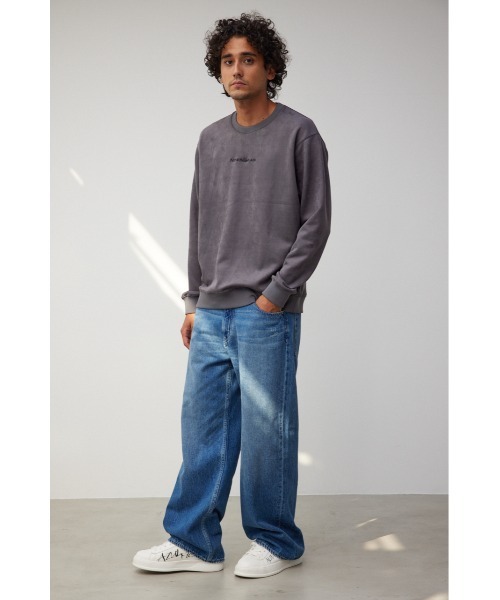 AZUL by moussy（アズールバイマウジー）の「フェイクスウェード刺繍ロゴトップス（Tシャツ/カットソー・メンズ・ブラック/ホワイト/グレー・MEDIUM/LARGE）」の7枚目の写真