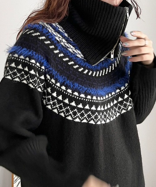 LOWRYS FARM(ローリーズファーム)の「ZIPエリツキニットワンピース 968624(ワンピース・レディース・ブラック/グレー/ホワイト/ネイビー/アイボリー・FREE)」の14枚目の写真