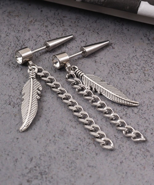 FUNALIVE(ファンアライブ)の「JON フェザー、スカルステンレスピアス ステンレス(ピアス(両耳用)・メンズ・シルバー/ブラック系その他/ブラック/シルバー系その他/ブルー/ブルー系その他・FREE)」の5枚目の写真