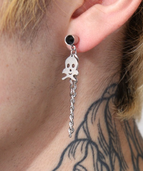 FUNALIVE(ファンアライブ)の「JON フェザー、スカルステンレスピアス ステンレス(ピアス(両耳用)・メンズ・シルバー/ブラック系その他/ブラック/シルバー系その他/ブルー/ブルー系その他・FREE)」の9枚目の写真