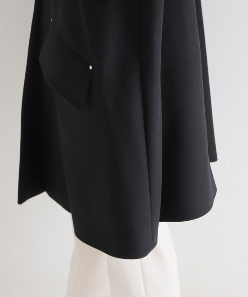 今期完売MACKINTOSHネイビーノーカラーコートHUMBIEハンビーIENA MACKINTOSH/マッキントッシュ 別注 HUMBIE ノーカラーコクーン