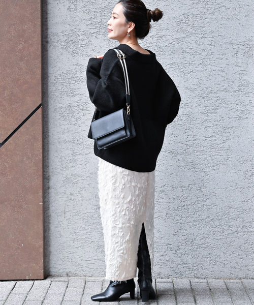 B.C STOCK（ベーセーストック）の「襟付きスキッパーニット（ニット/セーター・レディース・ベージュ/ブラック/レッド/ホワイト・FREE）」の7枚目の写真