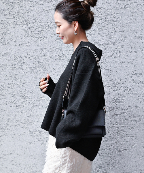 B.C STOCK（ベーセーストック）の「襟付きスキッパーニット（ニット/セーター・レディース・ベージュ/ブラック/レッド/ホワイト・FREE）」の9枚目の写真