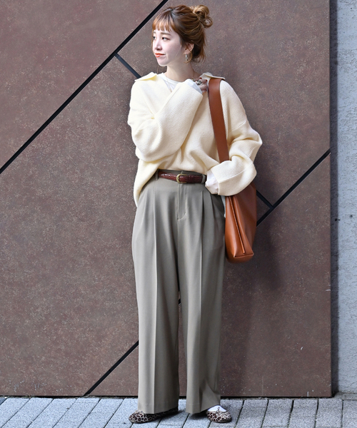 B.C STOCK（ベーセーストック）の「襟付きスキッパーニット（ニット/セーター・レディース・ベージュ/ブラック/レッド/ホワイト・FREE）」の11枚目の写真