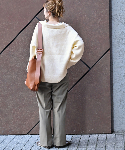 B.C STOCK（ベーセーストック）の「襟付きスキッパーニット（ニット/セーター・レディース・ベージュ/ブラック/レッド/ホワイト・FREE）」の13枚目の写真