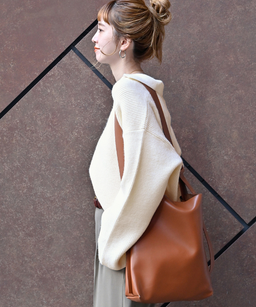 B.C STOCK（ベーセーストック）の「襟付きスキッパーニット（ニット/セーター・レディース・ベージュ/ブラック/レッド/ホワイト・FREE）」の15枚目の写真