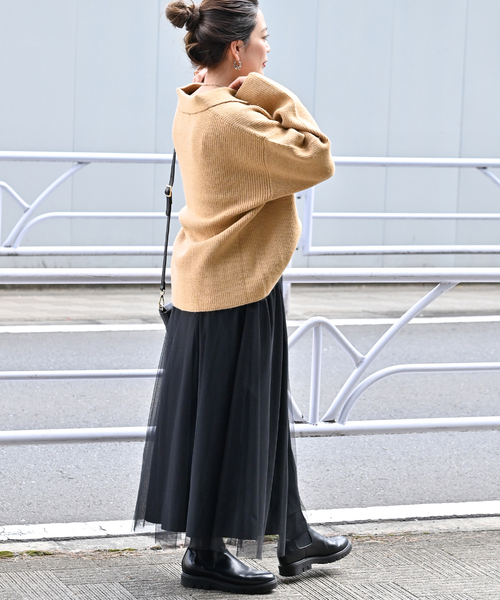 B.C STOCK（ベーセーストック）の「襟付きスキッパーニット（ニット/セーター・レディース・ベージュ/ブラック/レッド/ホワイト・FREE）」の19枚目の写真