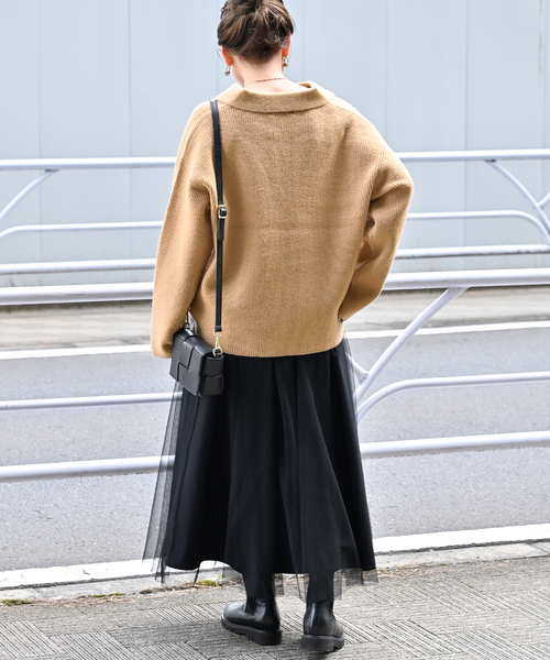 B.C STOCK（ベーセーストック）の「襟付きスキッパーニット（ニット/セーター・レディース・ベージュ/ブラック/レッド/ホワイト・FREE）」の20枚目の写真