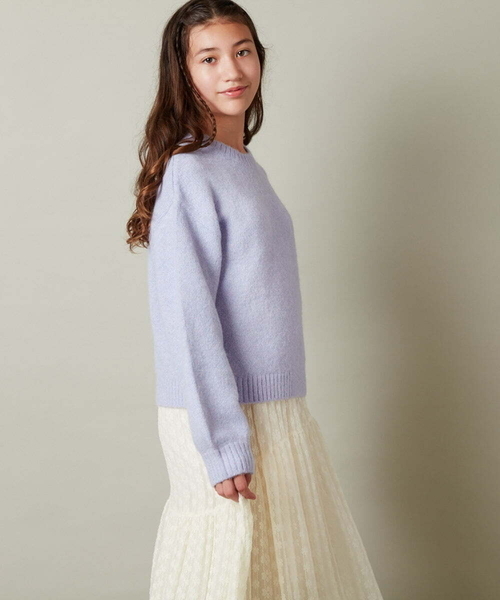 a.v.v（アーヴェヴェ）の「[100-130]ショート丈ふわもちニット（ニット/セーター・キッズ・ライトパープル/アイボリー・120/110/100/130）」の15枚目の写真