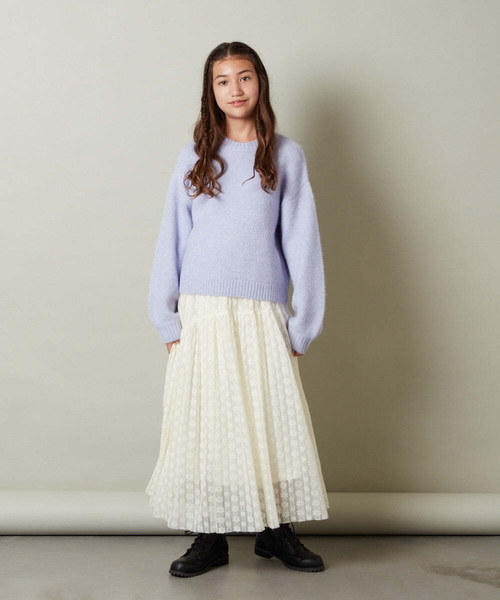a.v.v（アーヴェヴェ）の「[100-130]ショート丈ふわもちニット（ニット/セーター・キッズ・ライトパープル/アイボリー・120/110/100/130）」の19枚目の写真