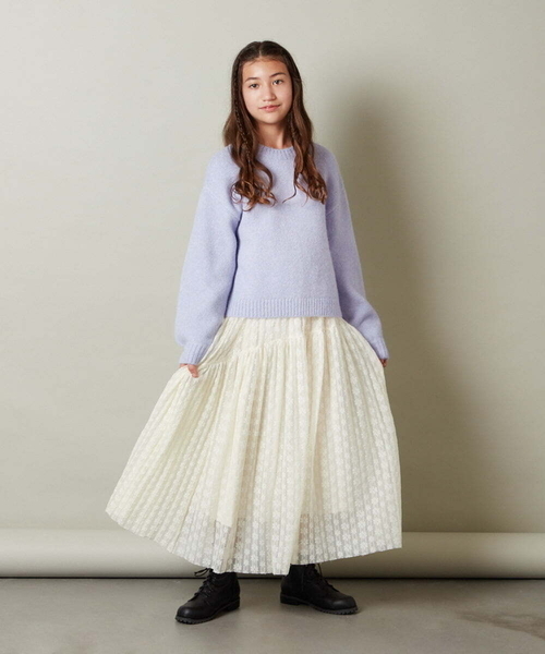 a.v.v（アーヴェヴェ）の「[100-130]ショート丈ふわもちニット（ニット/セーター・キッズ・ライトパープル/アイボリー・120/110/100/130）」の20枚目の写真