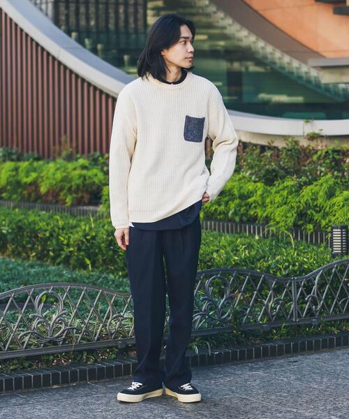 HARRIS TWEED（ハリスツイード）の「ハリスツイードポケット付ニットプルオーバー（ニット/セーター・メンズ・ネイビー/カーキ/オフホワイト/グレー・MEDIUM/LARGE）」の15枚目の写真