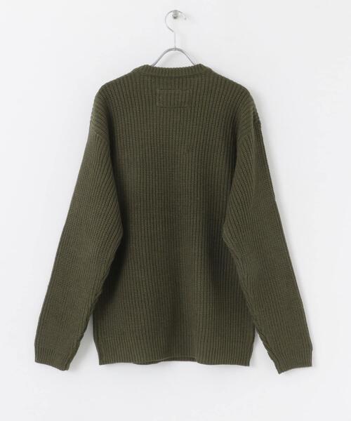 HARRIS TWEED（ハリスツイード）の「ハリスツイードポケット付ニットプルオーバー（ニット/セーター・メンズ・ネイビー/カーキ/オフホワイト/グレー・MEDIUM/LARGE）」の6枚目の写真