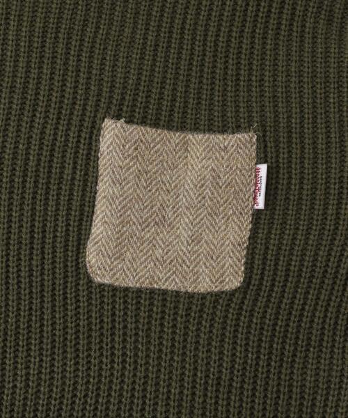 HARRIS TWEED（ハリスツイード）の「ハリスツイードポケット付ニットプルオーバー（ニット/セーター・メンズ・ネイビー/カーキ/オフホワイト/グレー・MEDIUM/LARGE）」の8枚目の写真