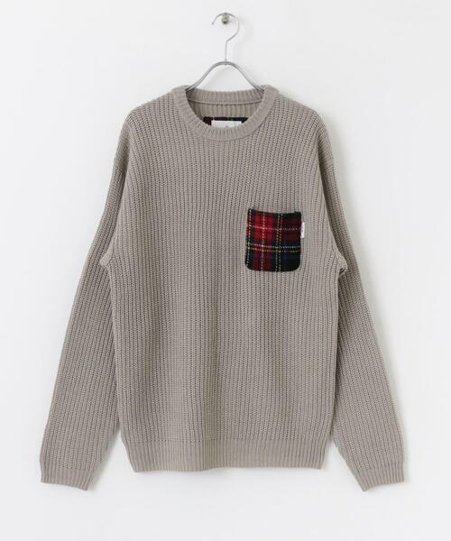 HARRIS TWEED（ハリスツイード）の「ハリスツイードポケット付ニットプルオーバー（ニット/セーター・メンズ・ネイビー/カーキ/オフホワイト/グレー・MEDIUM/LARGE）」の13枚目の写真