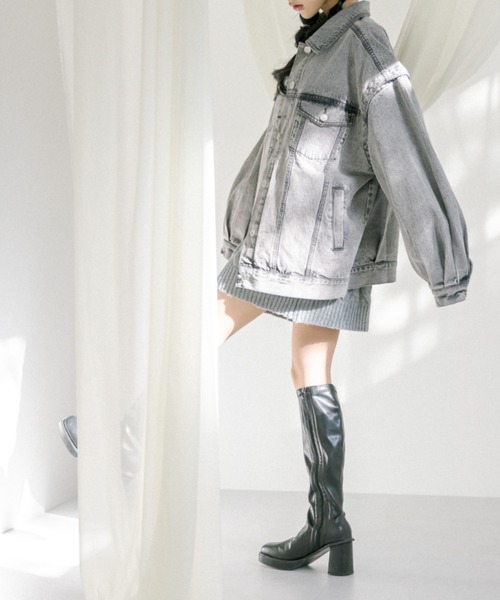 OLIVE des OLIVE(オリーブデオリーブ)の「袖取り外しビッグGジャン 1041070010(デニムジャケット・レディース・サックスブルー/ネイビー/グレー・FREE)」の21枚目の写真