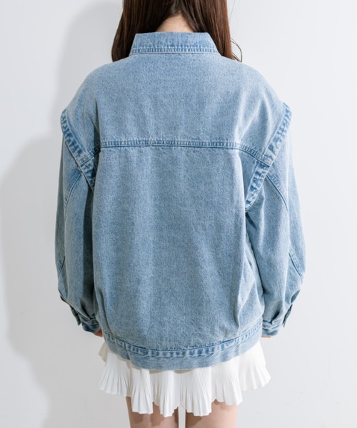 OLIVE des OLIVE(オリーブデオリーブ)の「袖取り外しビッグGジャン 1041070010(デニムジャケット・レディース・サックスブルー/ネイビー/グレー・FREE)」の13枚目の写真