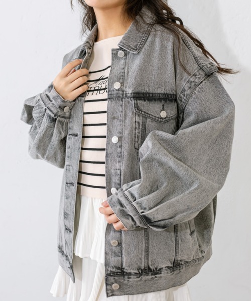OLIVE des OLIVE(オリーブデオリーブ)の「袖取り外しビッグGジャン 1041070010(デニムジャケット・レディース・サックスブルー/ネイビー/グレー・FREE)」の19枚目の写真