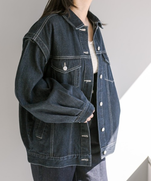 OLIVE des OLIVE(オリーブデオリーブ)の「袖取り外しビッグGジャン 1041070010(デニムジャケット・レディース・サックスブルー/ネイビー/グレー・FREE)」の9枚目の写真