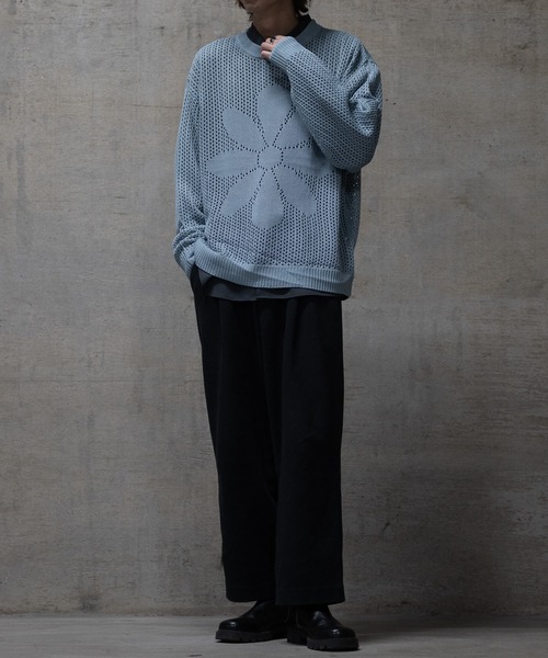 JOHN'S CLOSET(ジョンズクローゼット)の「【13】フラワーモチーフ メッシュニット(ニット/セーター・メンズ・サックスブルー/ブラック/オフホワイト・MEDIUM/LARGE)」の19枚目の写真