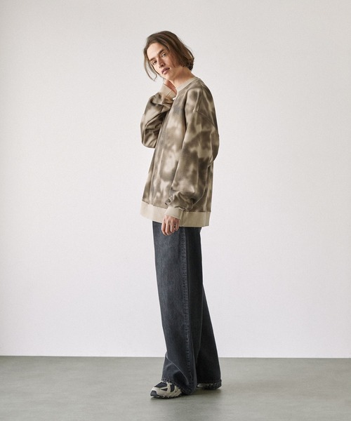 EMMA CLOTHES（エマクローズ）の「アブストラクト オーバールーズスウェットプルオーバー（スウェット・メンズ・ブラック/ベージュ/ホワイト・L/M）」の12枚目の写真