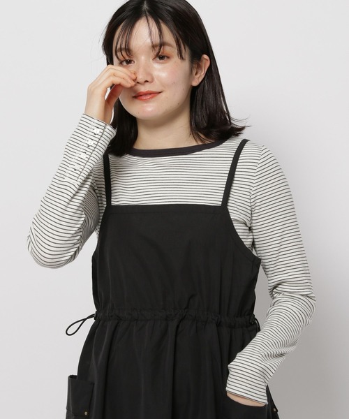 niko and...（ニコアンド）の「袖ボタンボーダーリブプルオーバー（Tシャツ/カットソー・レディース・ネイビー/アイボリー/ブラック・MEDIUM/LARGE）」の3枚目の写真