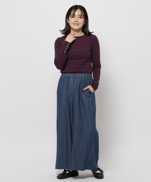 niko and...（ニコアンド）の「袖ボタンボーダーリブプルオーバー（Tシャツ/カットソー・レディース・ネイビー/アイボリー/ブラック・MEDIUM/LARGE）」の9枚目の写真