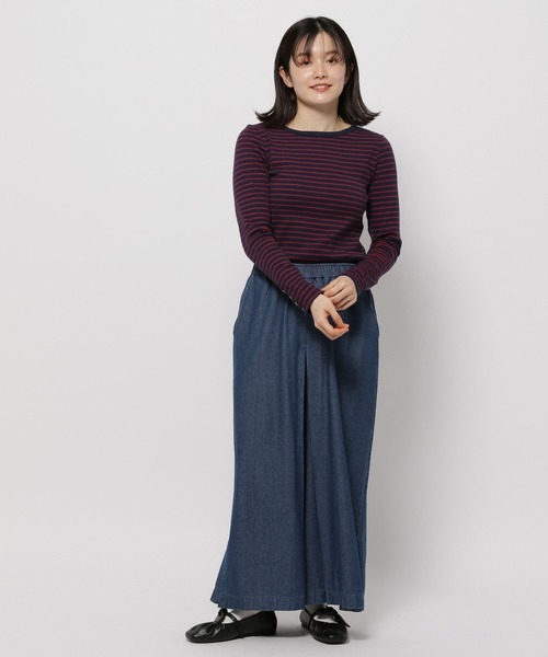 niko and...（ニコアンド）の「袖ボタンボーダーリブプルオーバー（Tシャツ/カットソー・レディース・ネイビー/アイボリー/ブラック・MEDIUM/LARGE）」の10枚目の写真