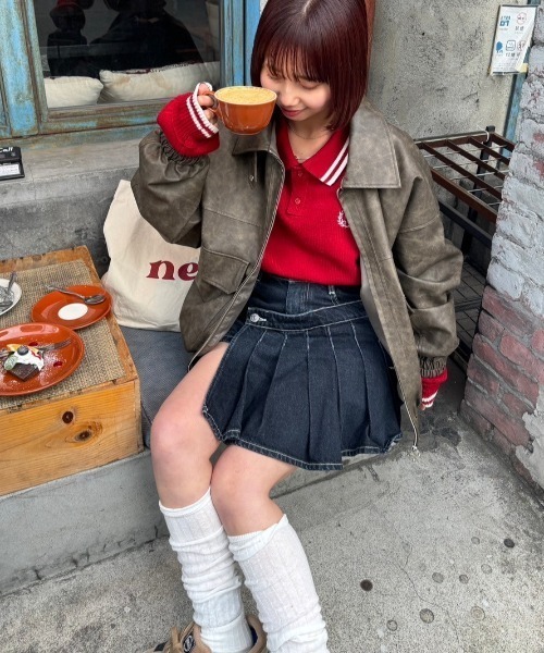 nemne store（ネンネストア）の「《低身長サイズあり》ワンポイント刺繍ポロニット（ポロシャツ・レディース・ネイビー/レッド・SMALL/MEDIUM）」の13枚目の写真