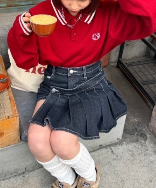 nemne store（ネンネストア）の「《低身長サイズあり》ワンポイント刺繍ポロニット（ポロシャツ・レディース・ネイビー/レッド・SMALL/MEDIUM）」の12枚目の写真