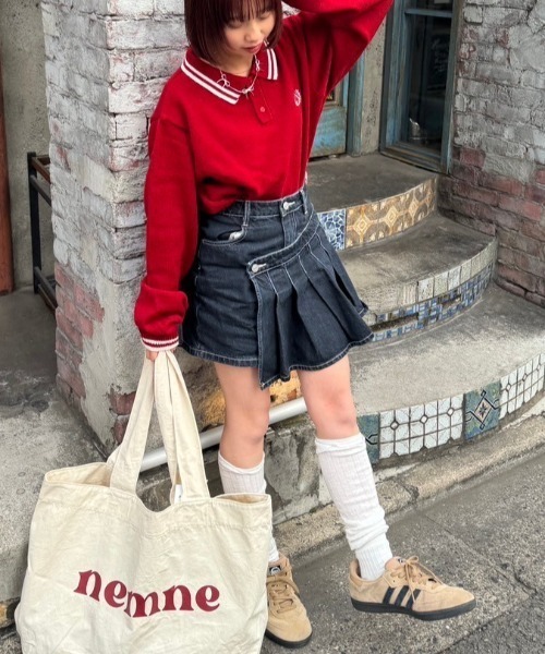 nemne store（ネンネストア）の「《低身長サイズあり》ワンポイント刺繍ポロニット（ポロシャツ・レディース・ネイビー/レッド・SMALL/MEDIUM）」の20枚目の写真