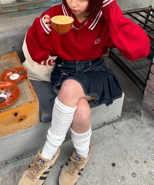 nemne store（ネンネストア）の「《低身長サイズあり》ワンポイント刺繍ポロニット（ポロシャツ・レディース・ネイビー/レッド・SMALL/MEDIUM）」の16枚目の写真