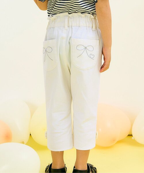 apres les cours(アプレレクール)の「リボンクロップドきゅんpants(その他パンツ・キッズ・アイボリー/インディゴブルー/チェック・130/120/110/100/90/80/140)」の2枚目の写真