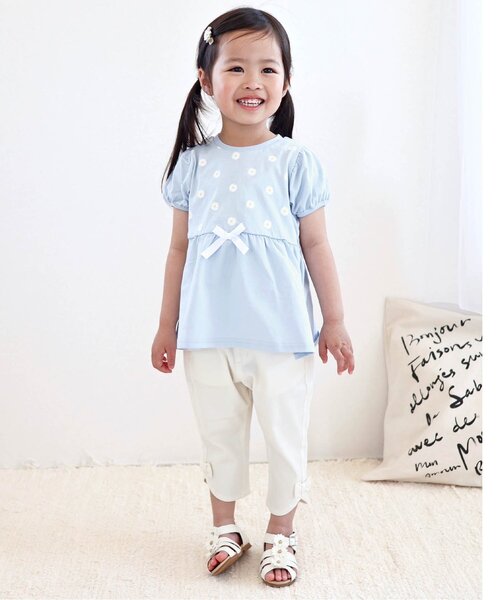 apres les cours(アプレレクール)の「リボンクロップドきゅんpants(その他パンツ・キッズ・アイボリー/インディゴブルー/チェック・130/120/110/100/90/80/140)」の4枚目の写真