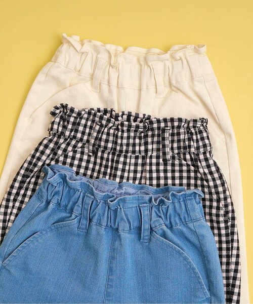 apres les cours(アプレレクール)の「リボンクロップドきゅんpants(その他パンツ・キッズ・アイボリー/インディゴブルー/チェック・130/120/110/100/90/80/140)」の6枚目の写真