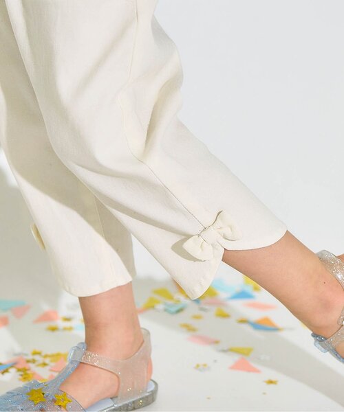 apres les cours(アプレレクール)の「リボンクロップドきゅんpants(その他パンツ・キッズ・アイボリー/インディゴブルー/チェック・130/120/110/100/90/80/140)」の9枚目の写真