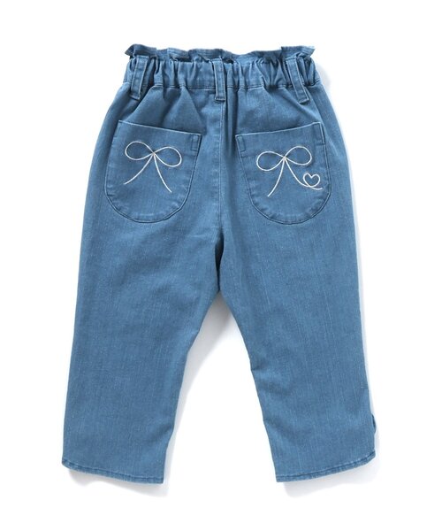 apres les cours(アプレレクール)の「リボンクロップドきゅんpants(その他パンツ・キッズ・アイボリー/インディゴブルー/チェック・130/120/110/100/90/80/140)」の1枚目の写真