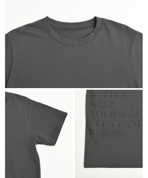 Re:EDIT（リエディ）の「[着た瞬間ひんやり][接触冷感][UVカット]サイドメッセージロゴTシャツ（Tシャツ/カットソー・レディース・チャコールグレー/ブラック/ホワイト・MEDIUM/LARGE）」の4枚目の写真